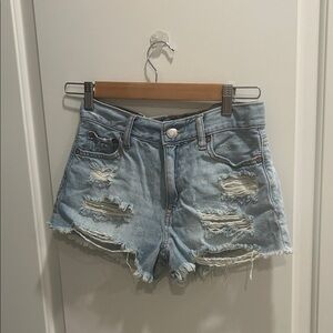 Aeropostale Light Blue High Rise Distressed Jean Shorts